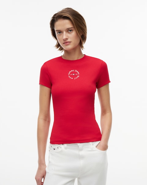 Tommy Jeans Slim Logo Rib Tee