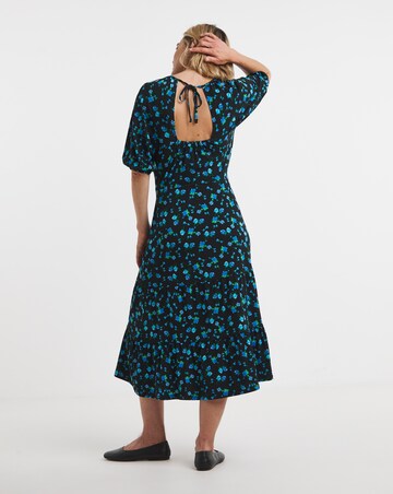 Open Tie Back Midi Jersey Smock Dress