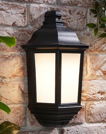 ValueLights Wiltshire Black IP44 Outdoor Porch Wall Light Flush Lantern