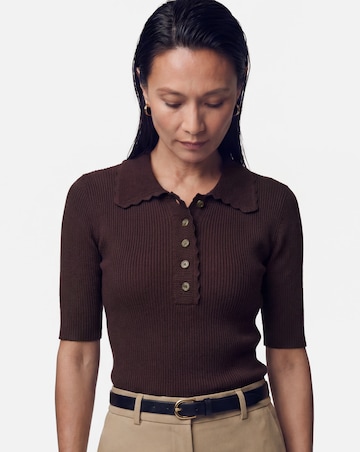 Ribbed Knit Polo Jumper