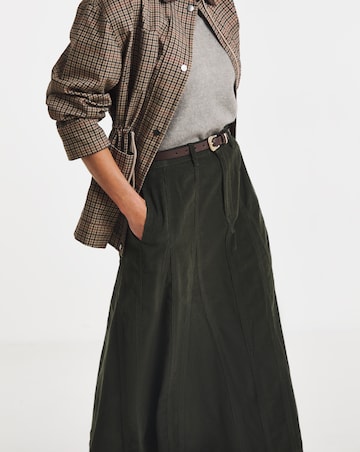 Green Cord Godet Midi Skirt