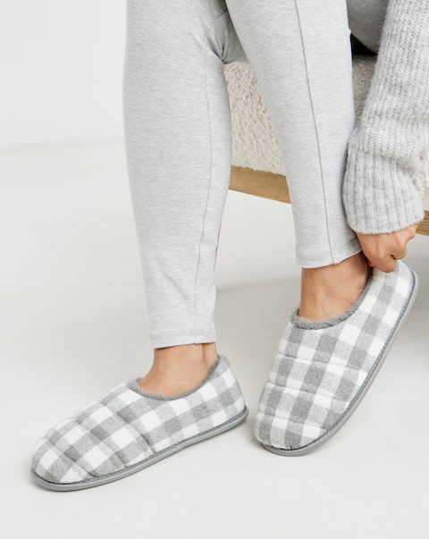 Promise Checkered Full Slippers - Wide Fit (E)