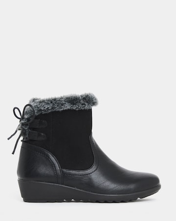 Cushion Walk Faux Fur Cuff Laced Back Boots - Extra Wide Fit (EEE)