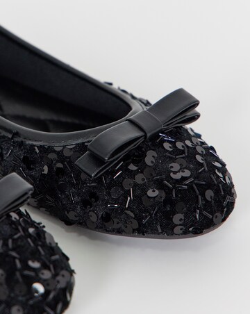 Abundance Classic Bow Sequin Ballerina Shoes - Extra Wide Fit (EEE)
