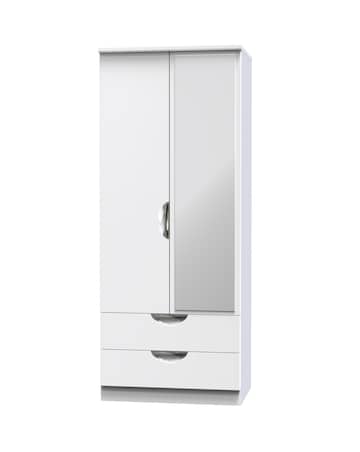 Haydn Ready Assembled 2 Door 2 Drawer Mirrored Wardrobe - Kids