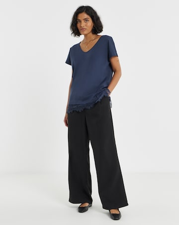 Simply Be Navy Lace 2 in 1 T-Shirt