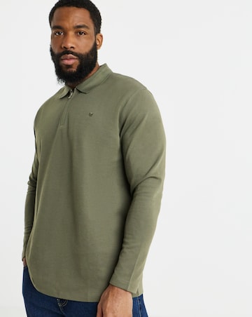 Jack & Jones Premium Ethan Long Sleeve Zip Polo - Olive