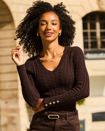 Sosandar V Neck Cable Jumper
