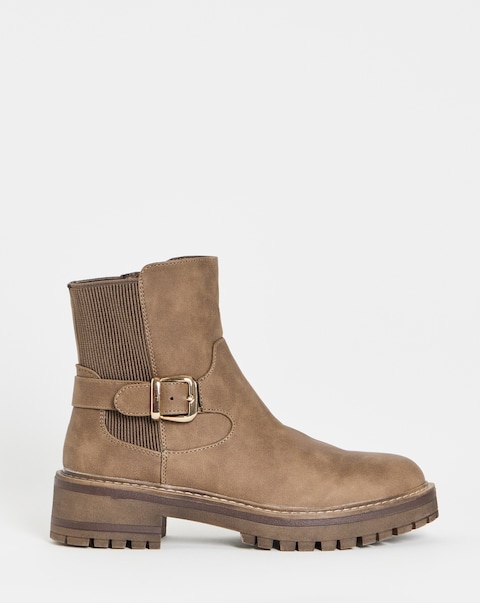 Heavenly Soles Blake Ankle Chelsea Boots with Buckle Detail - Wide Fit (E)