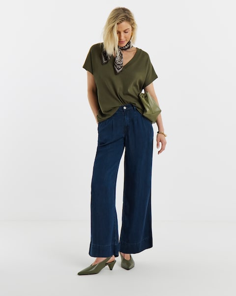 Indigo Wide Leg Jeans with Tencel™ Lyocell