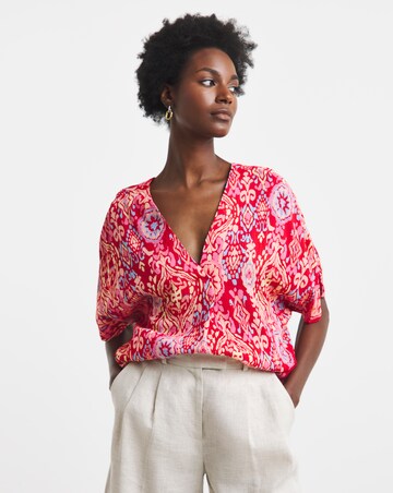 Printed Textured Crinkle Tunic Top