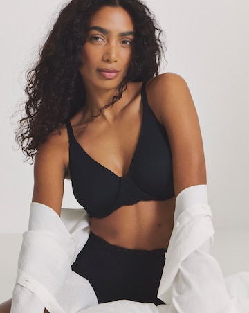 Pretty Secrets Supersoft Wired Minimising T-Shirt Bra (D-F) Black