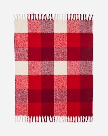 Checked Faux Mohair Throw