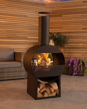 Charles Bentley Black Steel Chimenea