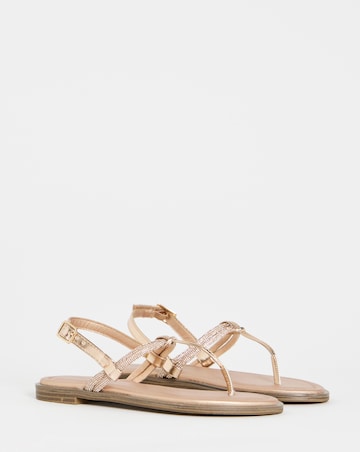 Simply Be Karma Diamante Sparkly Toe Post Sandals - Wide Fit (E)