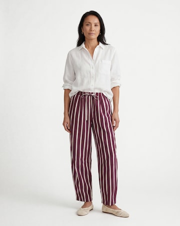 Plum Stripe Linen Mix Barrel Leg Trouser