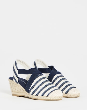 Cassie Crossover Elasticated Espadrille Sandals - Wide Fit (E)