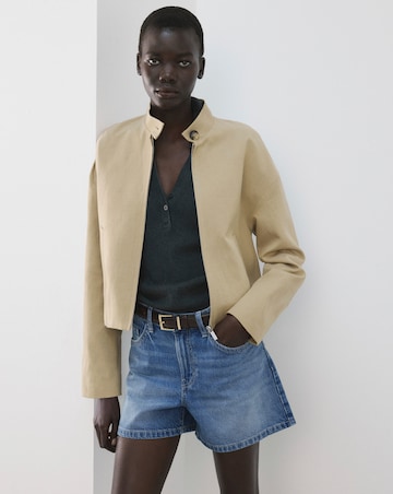 Mango Straight Mid-Rise Denim Shorts