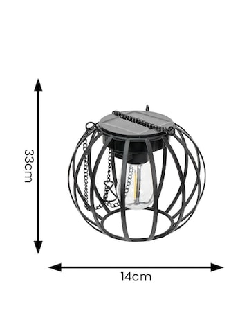 ValueLights 2 Pack Solar Powered Outdoor Black Metal Ball Garden Lantern Lights
