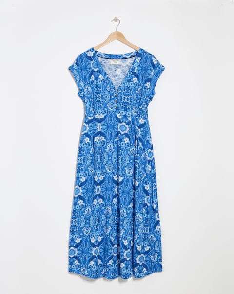 Julipa Pure Cotton Slub Printed Midi Dress