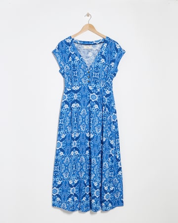 Julipa Pure Cotton Slub Printed Midi Dress