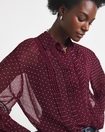 Burgundy Pinspot Georgette Pintuck Shirt
