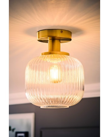 ValueLights Calpe Clear Glass Flush Ceiling Light