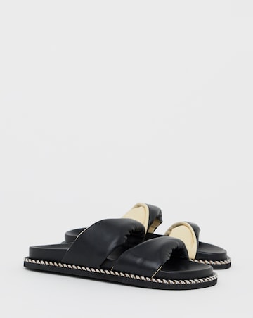 Simply Be Mica Soft Twist Leather Footbed Sandals - Wide Fit (E)