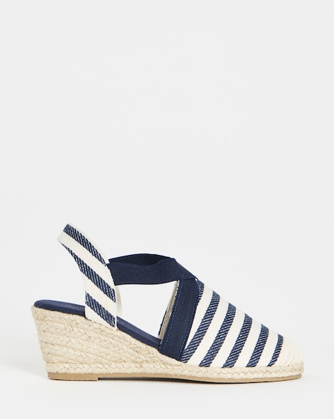 Cassie Crossover Elasticated Espadrille Sandals - Extra Wide Fit (EEE)