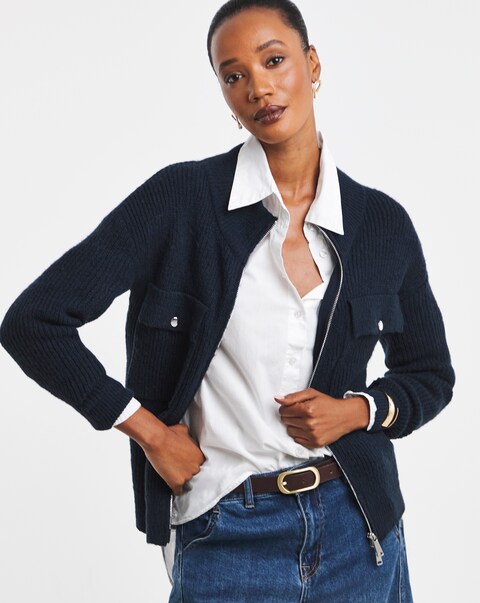 Military Knitted Bomber Jacket