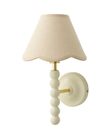 ValueLights Bobble Cream Wall Light with Natural Trim Scallop Shade