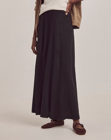 Anthology Black Linen Seam Detail Maxi Skirt