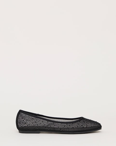 Luminous Embellished Mesh Ballet Flats - Wide Fit (E)