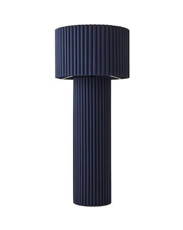 ValueLights Lenny Navy Ribbed Fabric Midi Floor Lamp