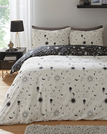 Moon and Stars Reversible Cotton Blend Duvet Cover Set