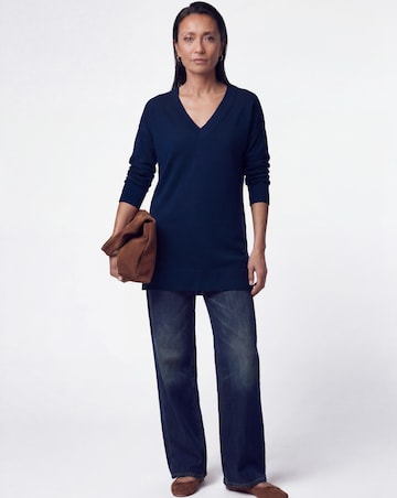 Navy Slouchy V Neck Tunic