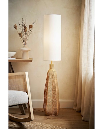 ValueLights Una Rattan Midi Floor Lamp