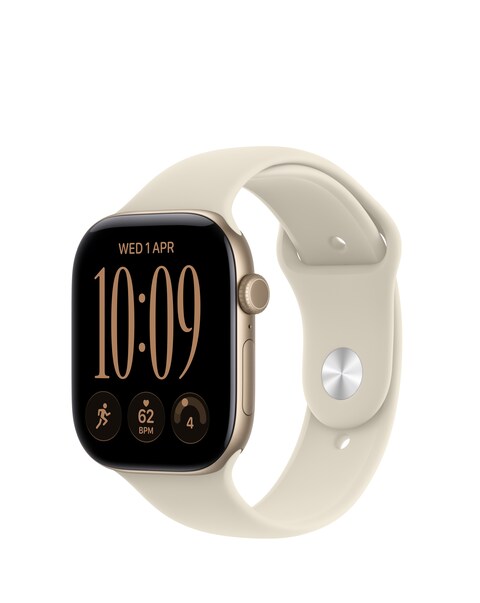 Apple Watch Series 12 GPS 46mm - Light Gold Aluminium/Sand Sport Band - S/M
