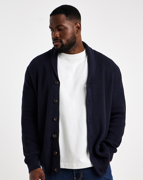 Fisherman Shawl Neck Knitted Cardigan
