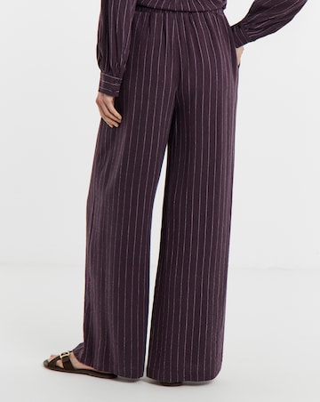 PLUM PINSTRIPE TIE WAIST WIDE LEG TROUSER CO-ORD