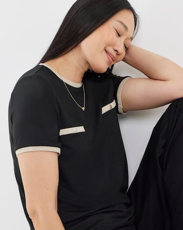 Black Short Sleeve Button Pocket T-Shirt