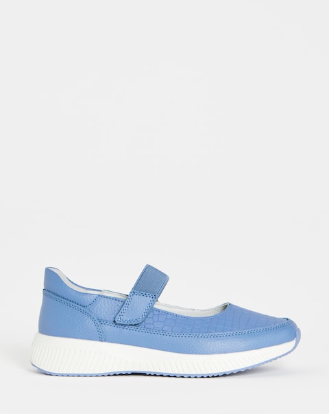 Heavenly Soles Gwen Touch and Close Bar Trainer - Extra Wide Fit (EEE)