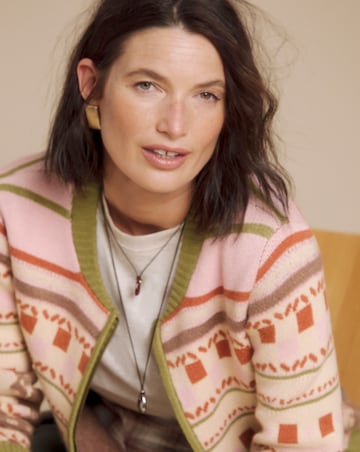 Julipa Motif Knitted Zip Up Cardigan