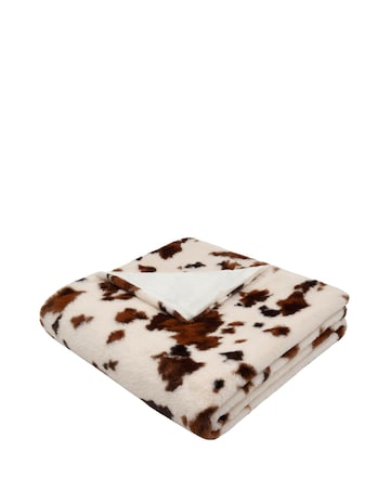 Fusion Cow Print Faux Fur Bedspread