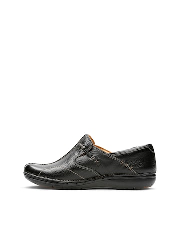 Clarks Un Loop Contrast Embroidery Leather Slip on Shoes - Wide Fit (E)