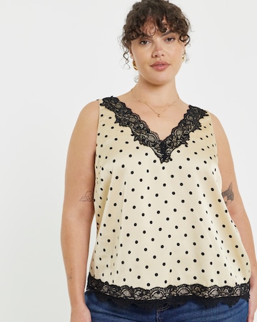 Simply Be Spot Print Lace Trim Cami