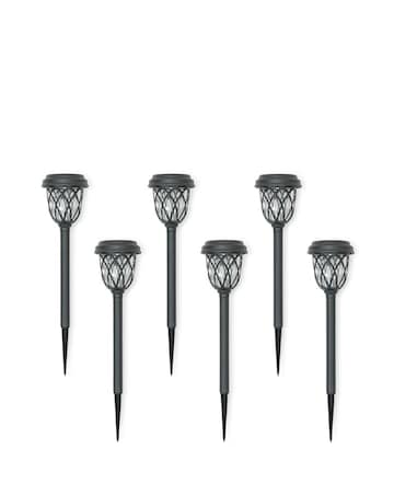ValueLights Pack of 6 - Solar Powered Black Diamond Spike Lights Solar Light
