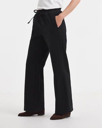 Black Wide Leg Jogger Jeans