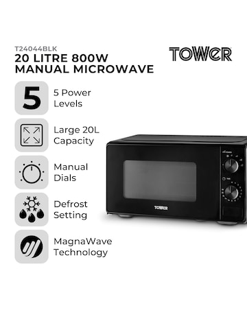 Tower 20L 800W Microwave Black