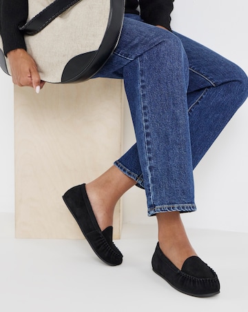 Gretel Suede Puckered Flat Loafers - Extra Wide Fit (EEE)